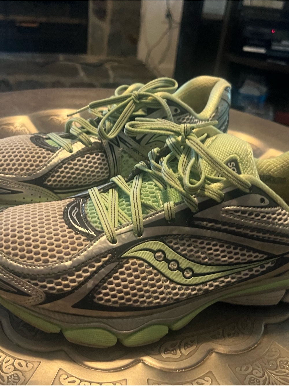 Saucony Women's Light Green and Gray Mesh Running Shoes